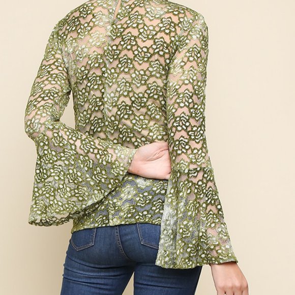 NWT UMGEE FLORAL EMBROIDERED TOP W/BELL SLEEVES - Picture 6 of 10
